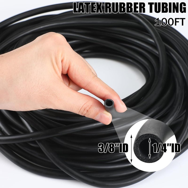 Frienda أنبوب مطاطي لاتكس بطول 100 قدم وقطر خارجي 3/8 بوصة وقطر داخلي 1/4 بوصة وأشرطة مطاطية جراحية وأشرطة مطاطية طبية وأنبوب لياقة بدنية (أسود) - Image 2
